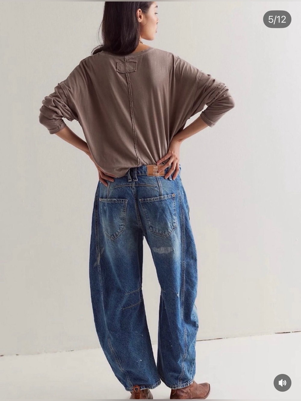 Free People We the free Barrel-Leg Distressed Jeans - NWT - Picture 3 of 10